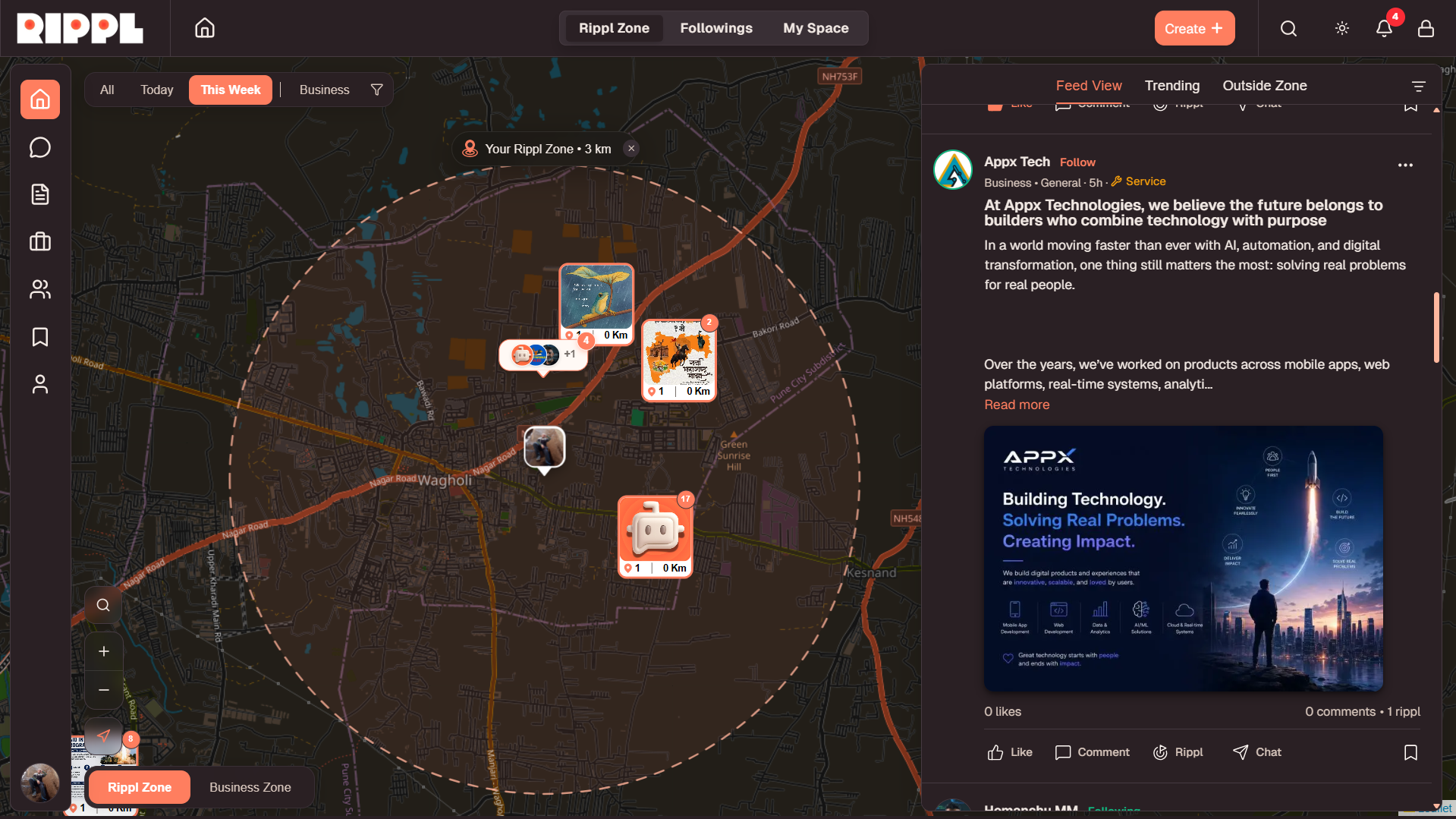 Rippl Zone Map View - Desktop View